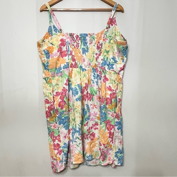 Old Navy Dress Fit & Flare Cami Midi Floral Linen Blend Spring Summer XXL Pastel - Picture 5 of 11